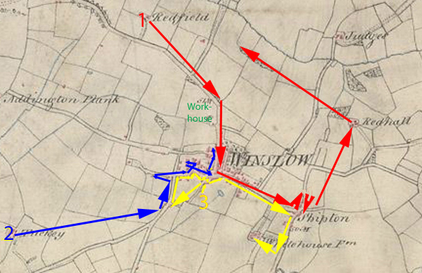 Map of 1841 census enumerators' routes